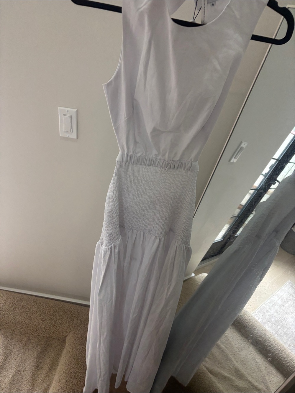 Lightweight White Smocked-Waist Maxi Dress - Picture 7 of 7